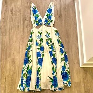 Floral Blue and White Dress